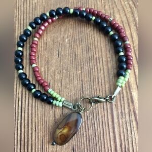 Black and Brown Double Strand Ladies Beaded Bracelet, Handmade Ladies Bracelet